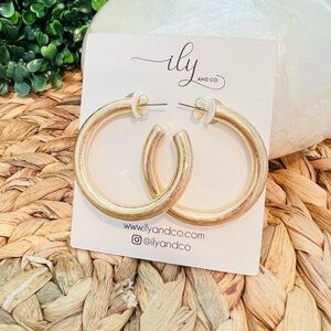NWT Small Gold Tone Hoop Earrings | Lightweight | Worn Look | Chunky